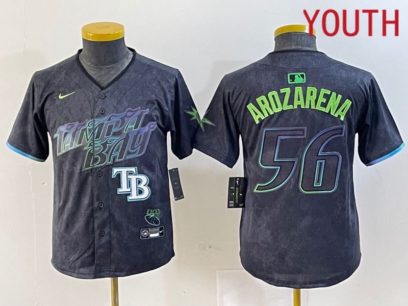Youth Tampa Bay Rays 56 Randy Arozarena Nike MLB Limited City Connect Black 2024 Jersey style 5